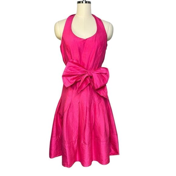 Sara Campbell Vintage 1980s Pink Silk Halter Midi Dress| Size 8 - Picture 1 of 10